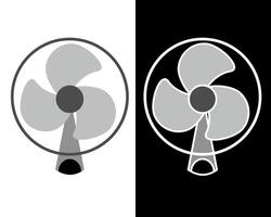 Illustration of Black and gray fan with a sturdy base and a circular head. vector