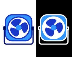 Illustration of Blue portable fan with a square frame and a circular head. vector
