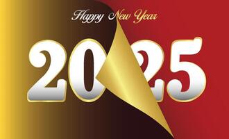 Happy New Year 2025 greeting card design template. End of 2024 and beginning of 2025. The concept of the beginning of the New Year. The calendar page turns over and the new year begins. vector