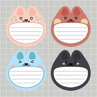 rabbit and bunny cartoon design for notepad frame vector