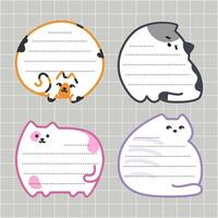 memo set design of cute cat position cartoon vector