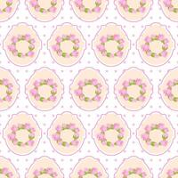 Retro Easter seamless pattern with dots and vintage frames with flowers vector