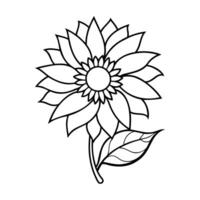 A simple black and white line drawing of a sunflower vector