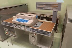 Old IBM computer. Retro Engineering. First prototype. Poland, Warsaw - July 28, 2023. photo