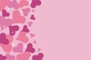 Background with hearts in pink pastel colors with space for text. vector