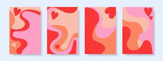 Happy Valentines Day background set. Modern abstract, creative design with hearts. vector