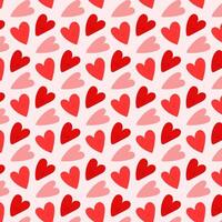 Seamless pattern with bright red hearts. Cute romantic heart background. Texture of festive background with hearts. vector