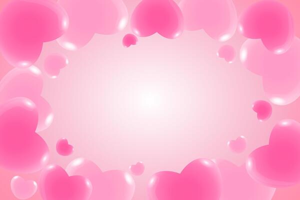 Bright festive pink background with airy hearts and glitter for Valentine's Day.