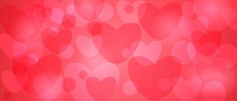 Red romantic background with hearts for Valentine's Day. vector