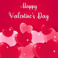 Congratulation design, Happy Valentine's Day card with pink and red hearts. vector
