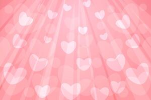 Cute romantic background with hearts and rays. vector