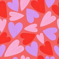 Seamless pattern with creative hearts. Cute romantic heart background. Texture of festive background with hearts. vector