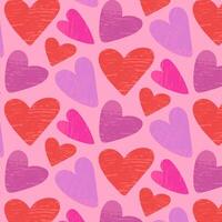 Seamless pattern with bright creative hearts. Cute romantic heart background. vector