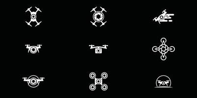 A set of white icons on a black background vector