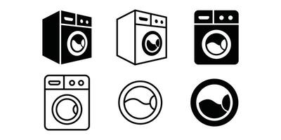 A set of icons depicting washing machines and dryers vector