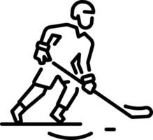 Hockey player icon in outline style vector