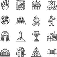 Collection of Linear Style Religious Russian Icons vector