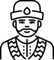 A linear icon of russian cossack vector