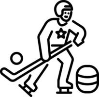 A man playing ice hockey icon in line style vector