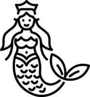 A linear icon of a slavic mermaid vector