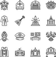 Collection of Linear Style Russian Icons vector