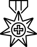 Star medal icon in linear style vector