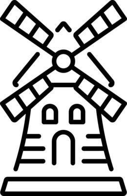 A line style icon of a flour mill