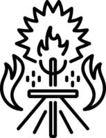 Fire ritual icon in linear style vector