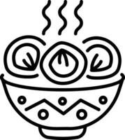 Pelmeni dumplings bowl icon in line style vector