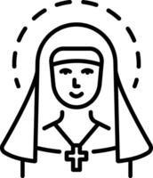 A linear style icon of a nun character vector