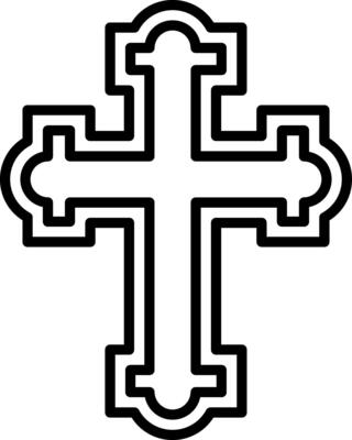 An outline style icon of an orthodox cross