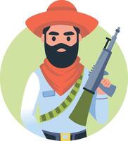 Gunslinger character illustration in flat style vector