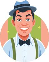 A flat illustration of mexican cantinflas character vector