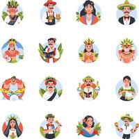Set of Flat Style Hispanic Heritage Illustrations vector