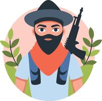 Mexican hunter character illustration in flat style vector