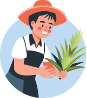 A flat illustration of mexican gardener vector