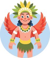 Traditional maya character illustration in flat style vector