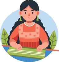 Traditional huipil weaver illustration in flat style vector