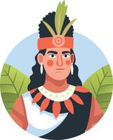 Aztec leader character illustration in flat style vector