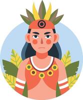 Native american character illustration in flat style vector