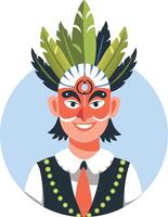 A flat illustration of a character wearing mexican mask vector