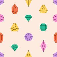 Seamless pattern with crystals, diamonds, gemstones. Texture for banners, wallpapers, textiles, wrapping paper vector