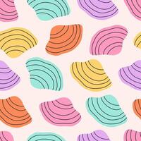 Seamless pattern with sea shells, mollusks, starfish. Tropical beach shells. Summer seamless pattern vector