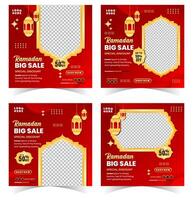 Editable Ramadan sale social media post template. collection of post frames vector