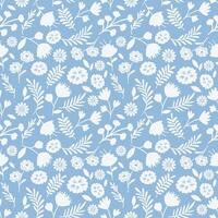 soft blue flat floral pattern vector