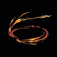 cartoon flame swirl slash effect vector