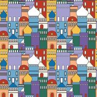colored cartoon mosque building pattern vector