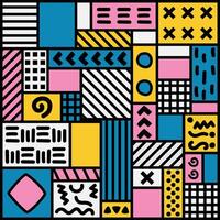 bold abstract memphis doodle pattern vector
