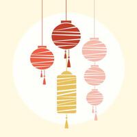 abstract simple colorful chinese lantern vector