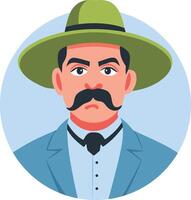 A flat style illustration of mexican moustache man vector